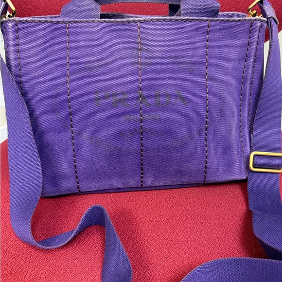 Prada Handbags - Prada Purple Canvas Tote Bag